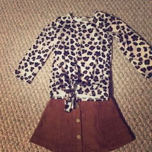 Girls leopard skirt outfit